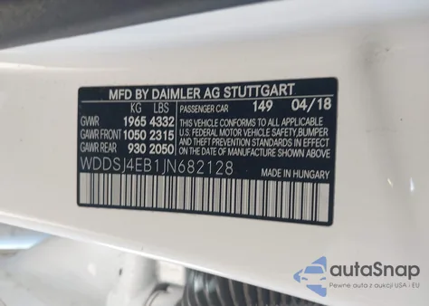 2018 Mercedes-Benz Cla 250 z USA, uszkodzony, nr VIN WDDSJ4EB1JN682128